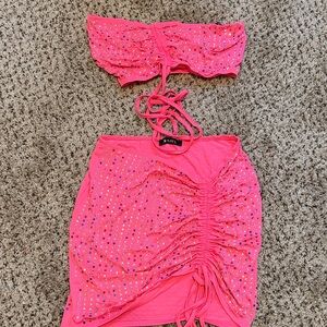 Pink Rave Mini Skirt Set